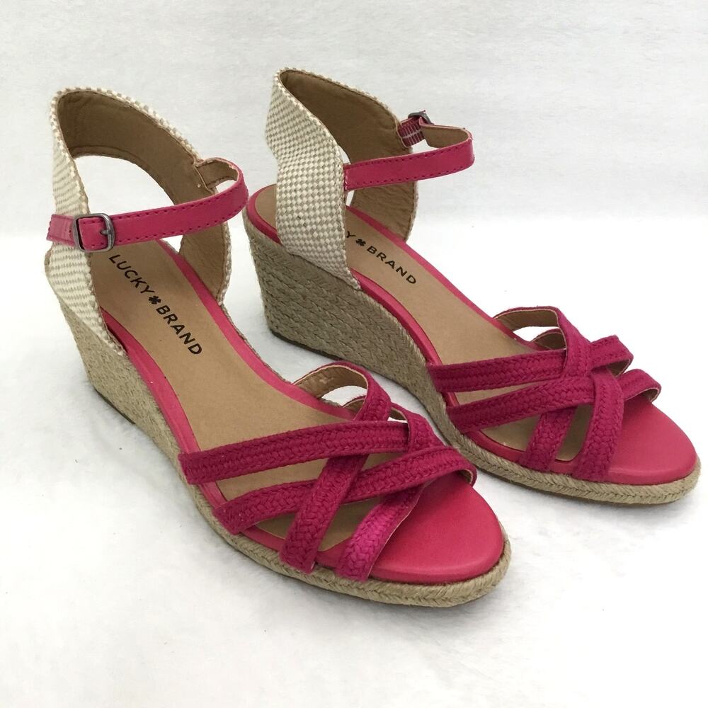 LUCKY BRAND Kalley Pink Raspberry Wedges Heels Size 7